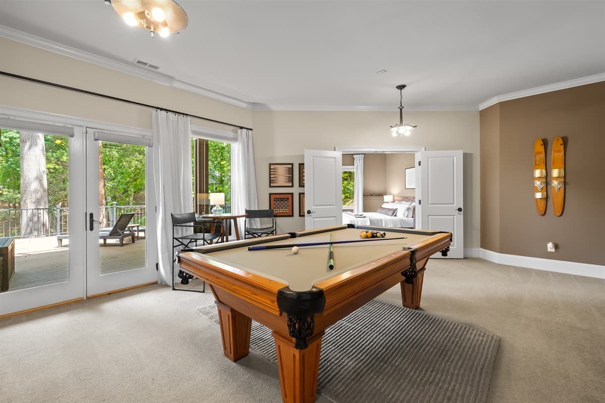 Rack 'em up for a game of pool in this bright, spacious game room.