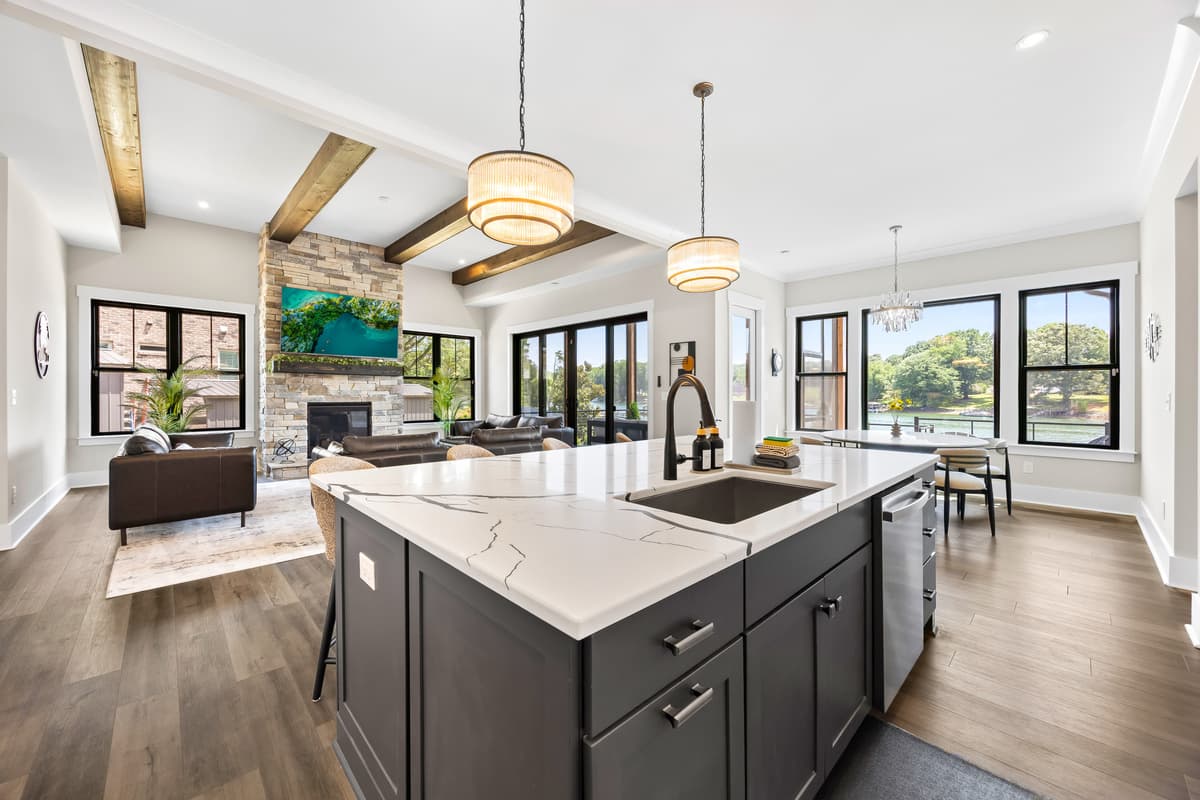 Gather around the oversized island for morning pancakes or late-night snacks in a kitchen made for making memories.