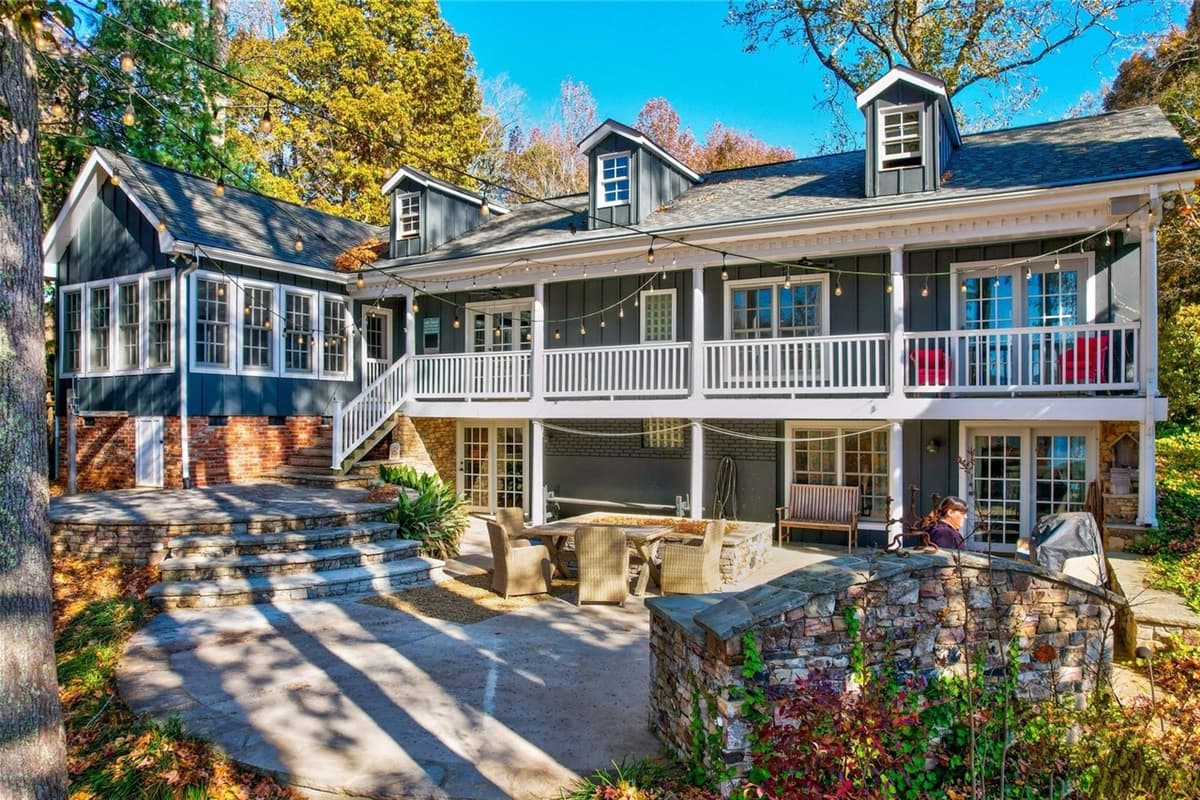 Enjoy the peacefulness of lakeside living on the back deck. 