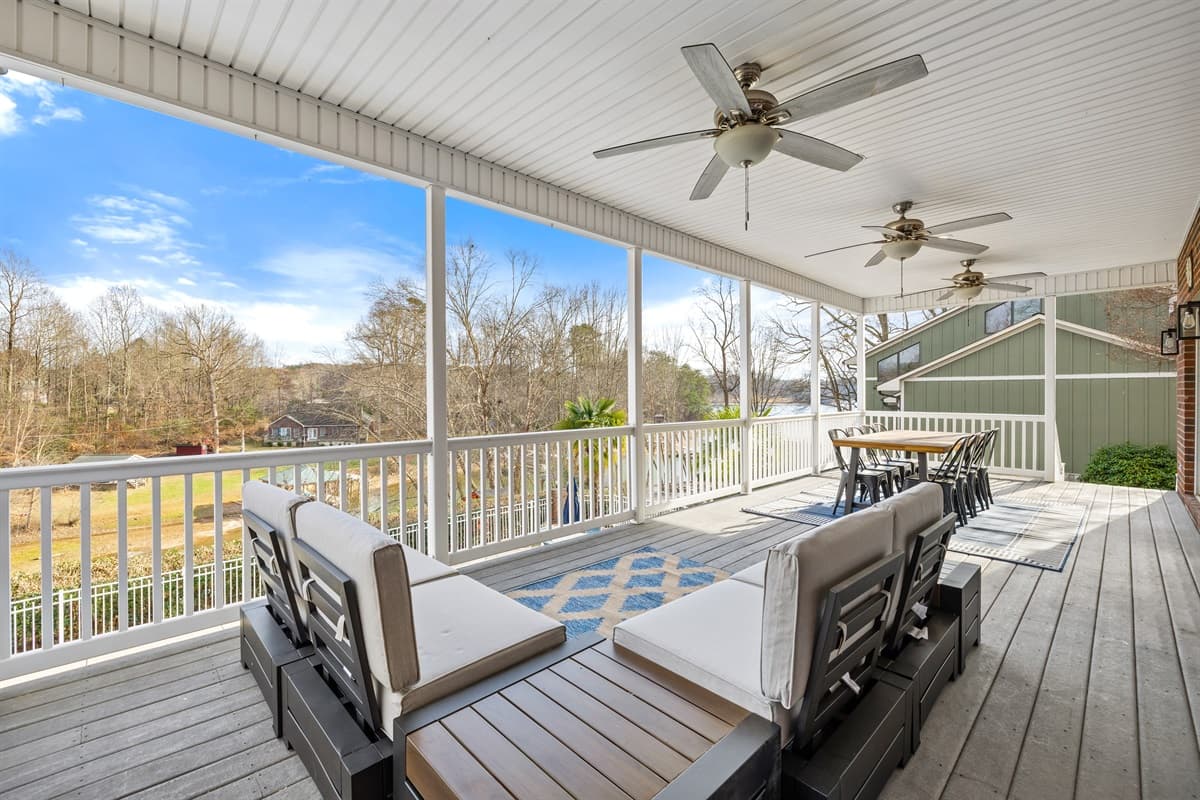Grab a coffee or that glass of wine and relax on the lake facing covered porch.