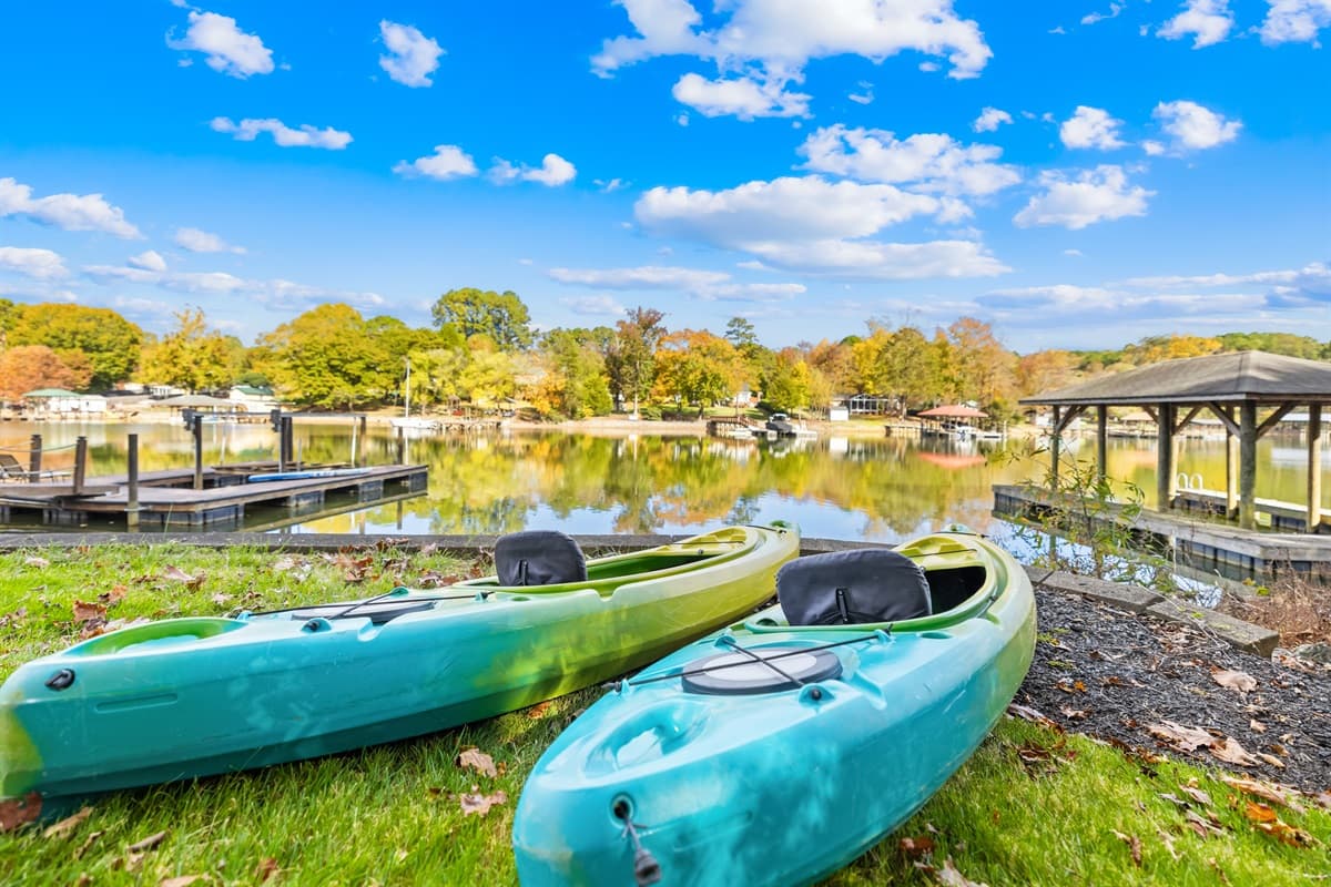 2 kayaks and paddleboards are ready to launch right from the boat dock - just take down the boat ramp and have a blast.