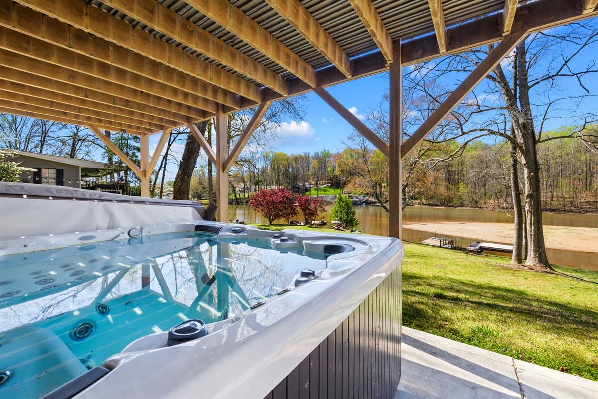 Lake adventures by day, hot tub relaxation by night.