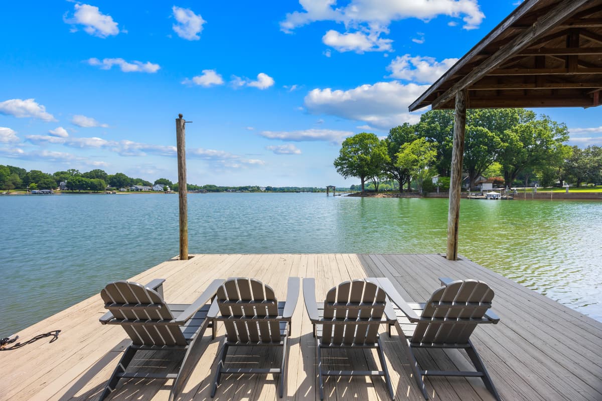 Dock seating puts you right on the water — perfect for an afternoon of fishing or lounging.